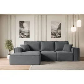 altdecor Ecksofa Cord 2-Sitzer Dunkelgrau