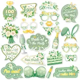 HOWAF 23 Stück JGA Accessoires Frauen JGA Foto Requisiten JGA Foto Accessoires JGA Photo Booth Team Bride Fotobox Accessoires Hochzeit Foto Requisiten für Junggesellenabschied Frauen JGA Deko Grün