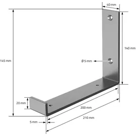 ML-Design Regalhalterung 20 x 4 x 14 cm Grau