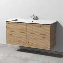 Sanipa 3way-Struktur Kombination mit Keramikwaschtisch Venticello 120 cm, 4 Auszüge