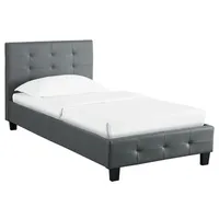 CARO-Möbel Polsterbett Liverpool Bettgestell 90 x 200 cm Einzelbett Designbett inklusive Lattenrost grau