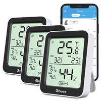 Govee Thermometer Hygrometer, Mini LCD Digital Thermometer Hygrometer Innen mit Benachrichtigungs Alarm, Präzise Hygrometer Temperatur mit APP, Datenspeicherung für Gewächshaus Weinkeller (3 pack)