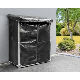 HC Garten & Freizeit Brennholzregal Metall 135 x 70 x 165 cm mit Abdeckung