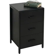 Relaxdays Nachtschrank 3 Schubladen 60 x 40 x 40 cm Schwarz