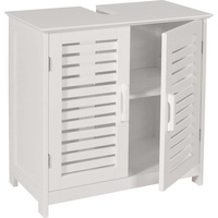 MCW Waschbeckenunterschrank MCW-B41, Badezimmer Unterschrank Badschrank mit Staufach, Bambus MDF 60x60x30cm MVG ~ weiß