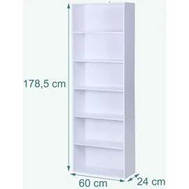 Relaxdays Bücherregal 60 x 178,5 x 24 cm Weiß