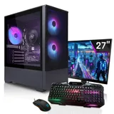 SYSTEMTREFF Basic Gaming Komplett PC Set AMD Ryzen 5 5500 6x4.2GHz | Nvidia RTX 3050 6GB | 512GB M.2 NVMe | 16GB DDR4 RAM | Windows 11 | 27 TFT Monitor | Desktop Paket Computer für Gamer