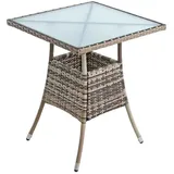Estexo Polyrattan Beistelltisch Gartentisch 57x57x72 cm Rattan Tisch Balkontisch Gartenmöbel Terrassentisch (Beige-Braun)