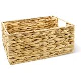 Korb Aufbewahrung geflochten aus Wasserhyazinthe Aufbewahrungskorb Rattankorb Ablagekorb Schrankkorb für Badezimmer Wohnzimmer Küche Deko 35x25x17cm