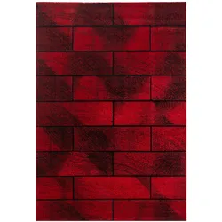 Teppich Kurzflor Geometrisch Polypropylen Wohnzimmer Rot Rechteckig 120x170 | Kadima Design