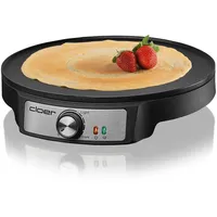 Cloer 6620 Crêpes-Maker, für süße oder herzhafte Crepes mit 29 cm Ø, 1200 W, Antihaftbeschichtung, inkl. Teigverteiler aus Holz und Wender, schwarz