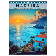 Calvendo Madeira - Old School Poster Style (Wandkalender 2026 DIN A4 hoch), CALVENDO Monatskalender