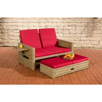 CLP Polyrattan Sofa Ancona 5mm natura/rubinrot