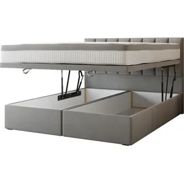 Trada Bond Boxspringbett 180 x 200 mit Bettkasten mit Matratze Grau