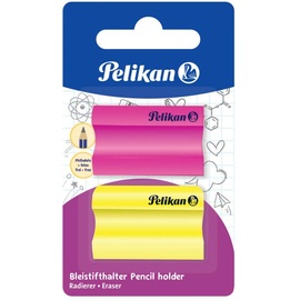 Pelikan Radierer NEON mit Bleistifthalter, 2 Stück (sortiert, keine Farbauswahl möglich!)