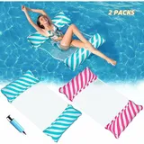 2 Stück Aufblasbare Wasserhängematte, 4-in-1 Aufblasbare Poolhängematte, Faltbare Schwimmhängematte, Ultraleichtes Schwimmbett, Loungesessel-schwimmbett Für Strandpartys Und Urlaub Für Erwachsene