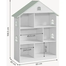 [en.casa] Kinderregal Vipsali 107 x 83 x 30 cm MDF weiß/mint