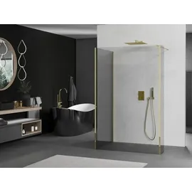 Mexen Kioto Duschtrennwand Walk-in 140 x 200 cm Gold/Transparent 800-140-110-221-50-00-030