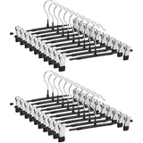 Dünne Hosenbügel, GUANJUNE rutschfeste Hosenbügel mit Verstellbaren Clips, Platzsparende Kleiderbügel für Kleidung, Rock, Jeans, Mantel (Schwarz, 20)