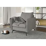 s-style möbel - Helix - Moderner Sessel mit Schwarz Metall Füßen aus Luxusmikrofaser, B/T/H: 74 cm / 91 cm / 86 cm - Grau