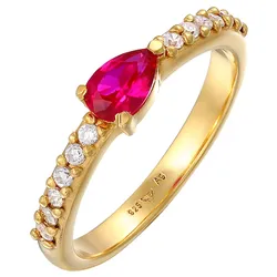 Elli Ring Synthetischer Rubin Zirkonia 925 Silber vergoldet 54 Damen 