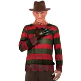 Smiffys A Nightmare On Elm Street, Freddy Krueger, Kostüm, Bedrucktes Oberteil, Handschuh und Mütze