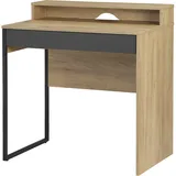 OTTO home Schreibtisch OTTO HOME "Moid, Computertisch in modernem Design", braun (eiche natur, schwarz graphit, schwarz, eiche natur), B:80cm H:85cm T:54cm, Tische, Schreibtisch, Breite 80 cm, mit Schublade, Kabeldurchlass & Metallkufe