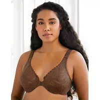 GLAMORISE Vorderverschluss-BH mit Stretch und Spitze - Mokka 80B