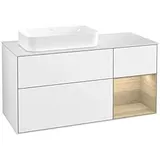 Villeroy & Boch Finion Waschtischunterschrank G691PCGF 120x60,3x50,1cm, Regal rechts Oak Veneer, Glossy white lacquer