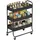 Homcom Küchenwagen Rollwagen mit 3 Ebenen Servierwagen mit Körbe Griff, Küchenregal mit Rollen, Bremsen Aufbewahrungswagen aus Metall 34x87x64.5 cm, Esszimmer,