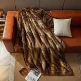 HOMFINE Luxuriöse Kunstfelldecke Felldecke Kunstfell - Kuscheldecke Flauschig Fellimitat Decke, Faux fur Blanket, Kuscheldecke Fell Flauschig für Couch Bett Tagesdecke, 230x230cm, Braun