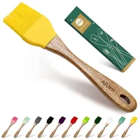 Öl- und Butterpinsel, Silikon-Backpinsel mit Holzhand, Backpinsel zum Kochen, Gelb