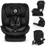 Lionelo Bastiaan i-Size Kindersitz 0-36 kg Isofix Top Tether 360 Grad drehbar Rückwärts Vorwärts Seitenschutz 5-Punkt-Sicherheitsgurte Dri-Seat (Schwarz Carboon)