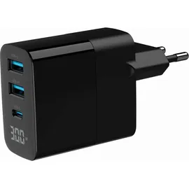 Gembird TA-UC-PDQC30LCD-BK-02 GaN 30W 3 Ports LCD Schwarz