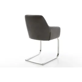 DeLife Freischwinger Pejo-Flex Mikrofaser Anthrazit Vintage Freischwinger flach Edelstahl Taschenfederkern