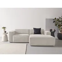 Ecksofa ANDAS "Noord" Sofas Gr. B/H/T: 234cm x 71cm x 161cm, Struktur, Recamiere rechts, beige (cream) mit Kedernaht, Breite 234 cm, Cord, Struktur, Webstoff