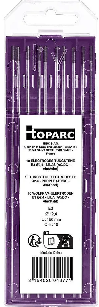 Wolfram-Elektroden - Lila - für AC/DC - Ø 2,4 mm - Alu/Stahl VPE 10