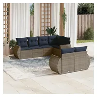 vidaXL Gartensofa-Set 7-tlg. grau Polyrattan