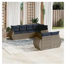 vidaXL Gartensofa-Set 7-tlg. grau Polyrattan