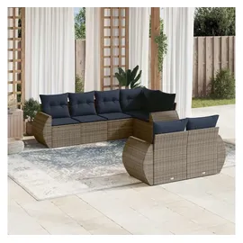 vidaXL Gartensofa-Set 7-tlg. grau Polyrattan