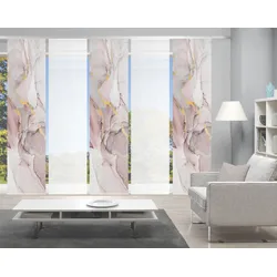 Schiebegardine VISION S "MARMOSA 5er SET" Gr. 1, rosa (goldfarben, rosa), B:60cm H:260cm, Polyester, Gardinen, Bambus-Optik, Digital bedruckt