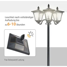 Outsunny Solar Gartenleuchte mit 3 Lampen 51,5 x 182,5 cm schwarz