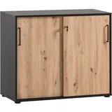 MÖBELPARTNER Schiebetürenschrank Aino, 701867 schwarz 2 Fachböden 100,1 x 41,0 x 83,6 cm