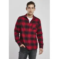 URBAN CLASSICS Checked Grunge Langarmhemd Black / Red L