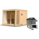 Woodfeeling Karibu Gartensauna Saunahaus Angkor 3 9 kW Ofen inkl. Steuergerät inkl. 8-teiligem gratis Zubehörpaket (Gesamtwert 191,92€)