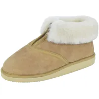 Sonia Originelli Hüttenhausschuh Premium Schaf Lammfell Leder Sohle Fellkranz Größe 39 - 39 EU