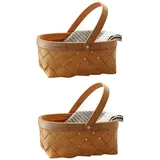 Cabilock 2stücke Handgefertigter Rattan Aufbewahrungskorb Mit Griff Mittlerer Geflochtener Holzkorb Für Haus Und Büro Vielseitig Einsetzbar Als Spielzeug Und Snackkorb Natürlicher