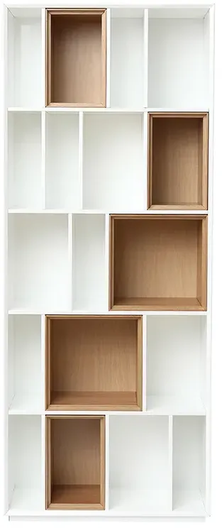 Bibliothèque modulable blanche et finition bois clair chêne L85 cm JAZZ