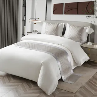 Morbuy Bettläufer mit Kissen, Bettschal für den Fuß des Bettes Luxus Weicher Bettlaufer Schlafzimmer für Gästehaus Hotel Schlafzimme Dekorativer (Silber-Grau-Gold,50x260+50x50cm)