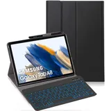 YHFZR Tastatur Hülle für Samsung Tab A8 2021, [Italiana Layout] Ultraslim Hülle mit 7 Farben Beleuchtung Kabellose Tastatur mit Schützhülle für Galaxy Tab A8 SM-X200/205 10,5 Zoll, Schwarz